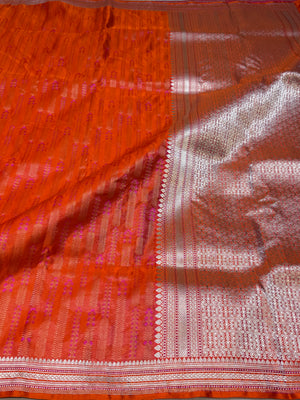 Red Jamawar Handloom Banarasi Mashru Silk Saree