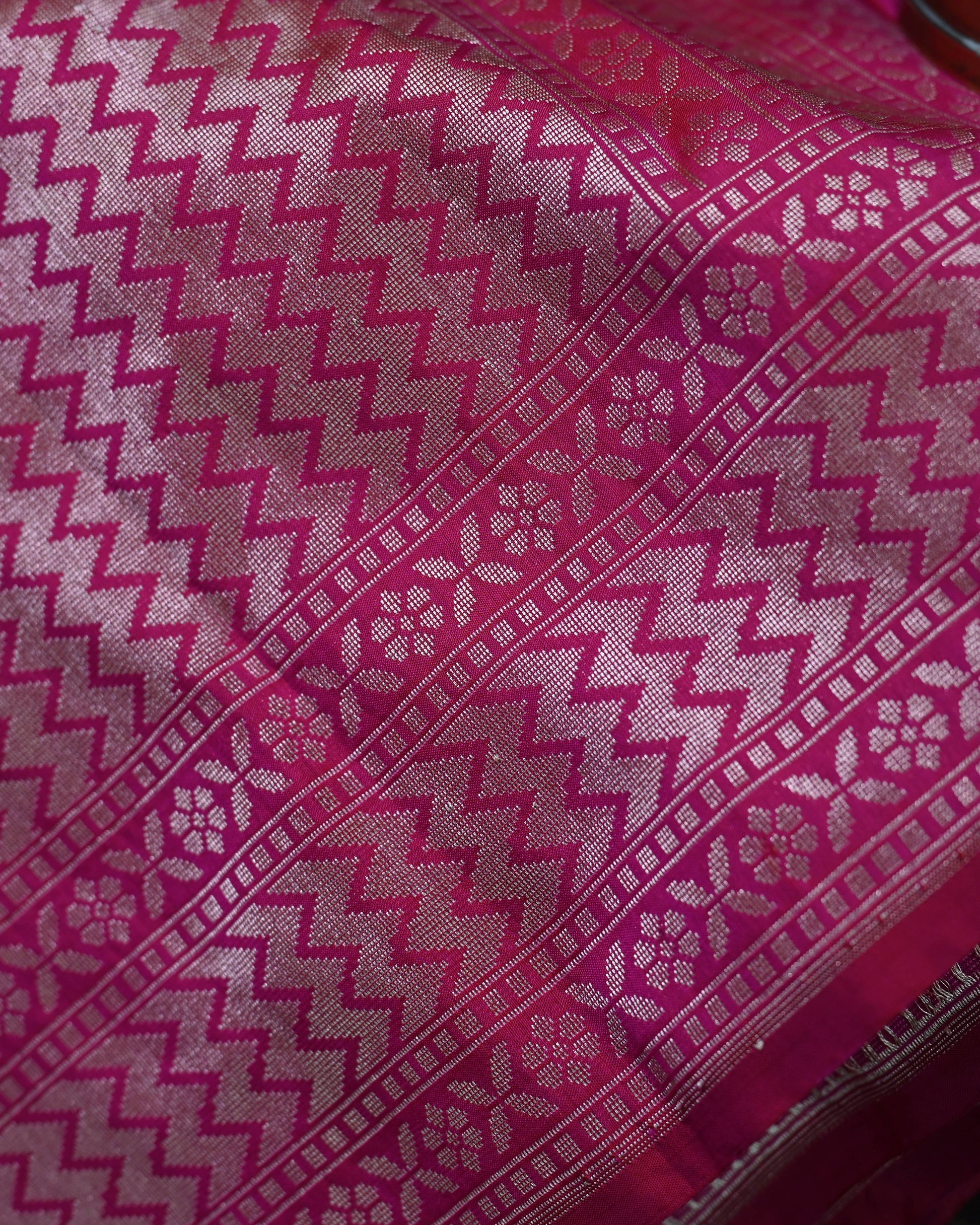 Rani Pink Katan Rangkat Zari Border Pallu Saree