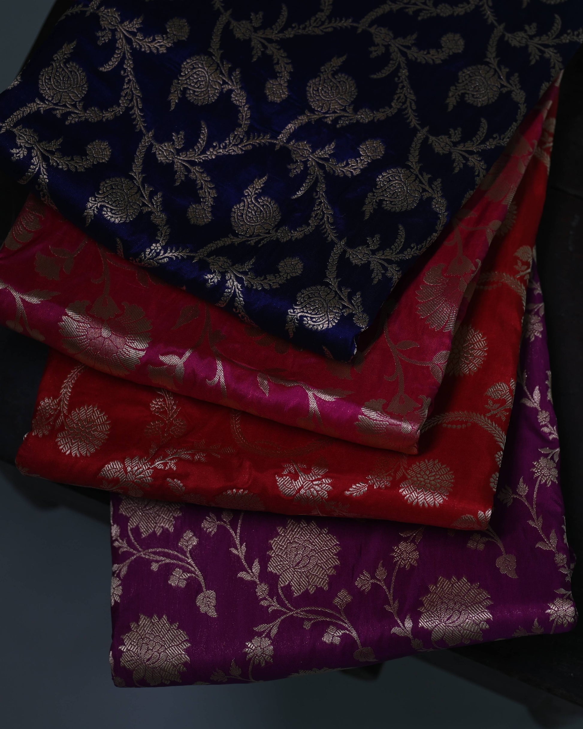 Royal Blue Katan Zari Jaal Banarasi Border Pallu Saree