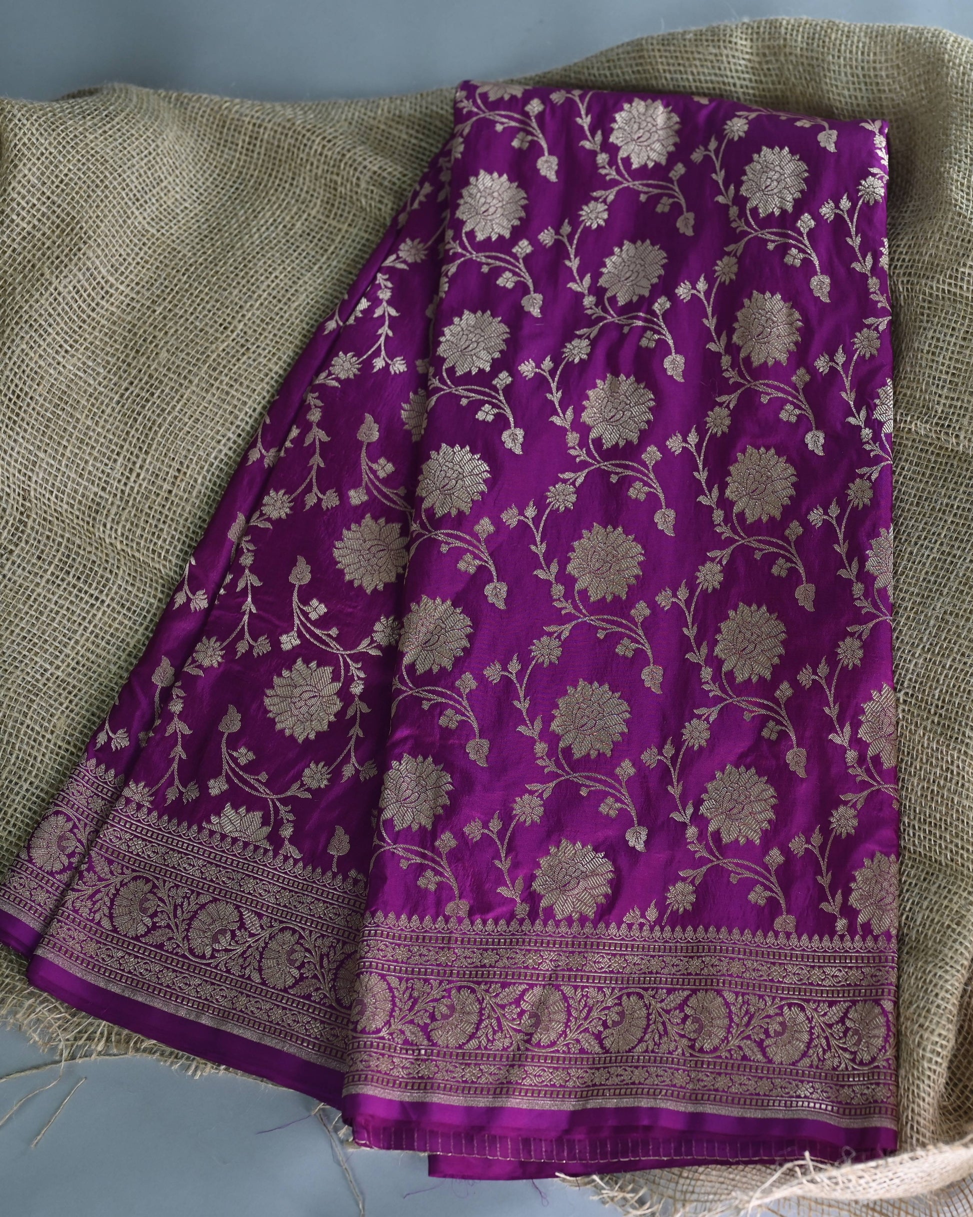 Lavender Katan Zari Jaal Banarasi Border Pallu Saree