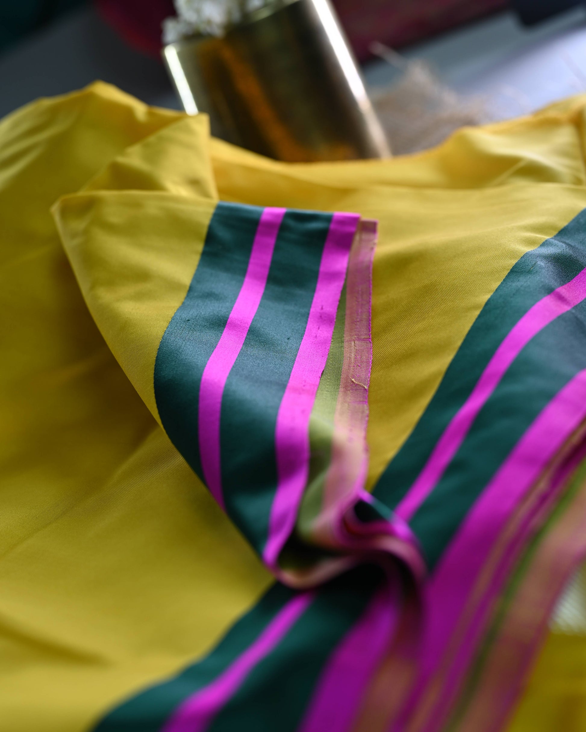 Yellow Georgette Zari Kadhua Weave Saree