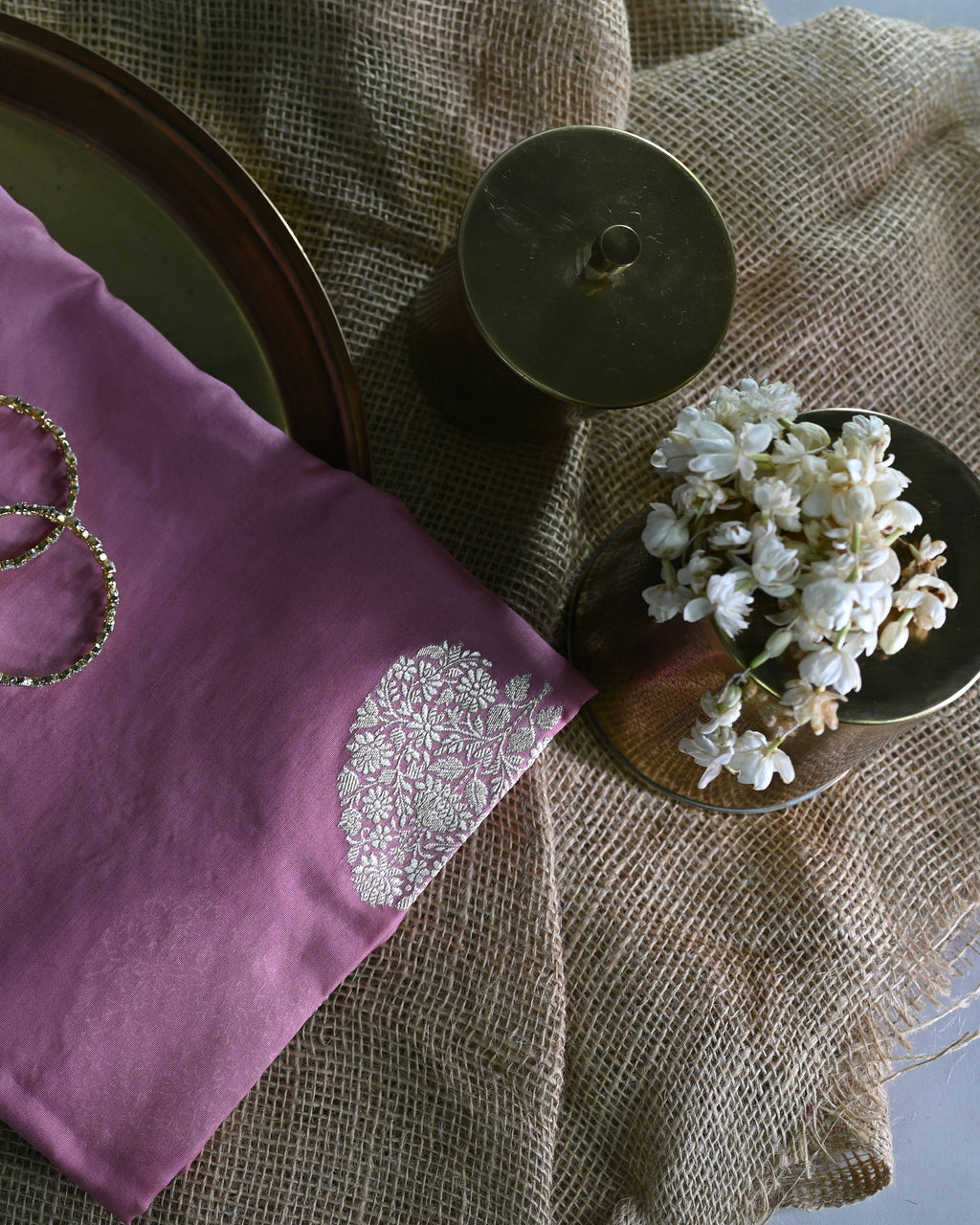 Lavender Georgette Zari Kadhua Weave Saree