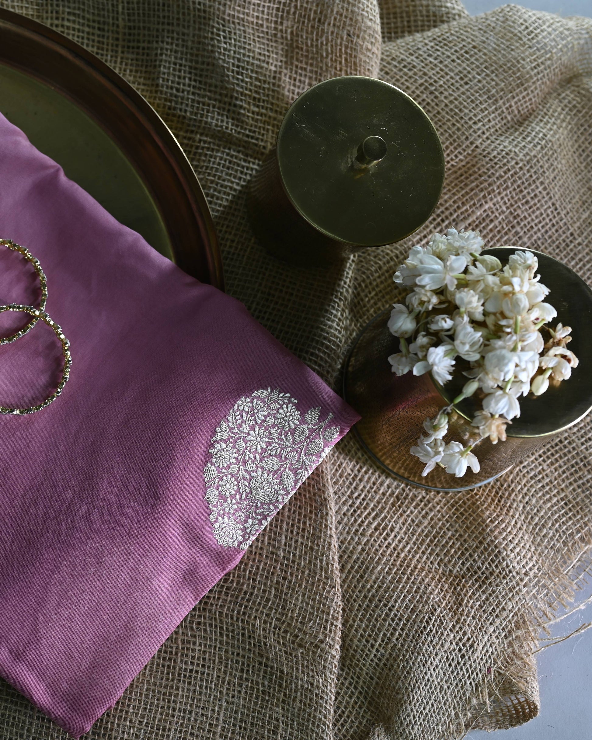 Lavender Georgette Zari Kadhua Weave Saree