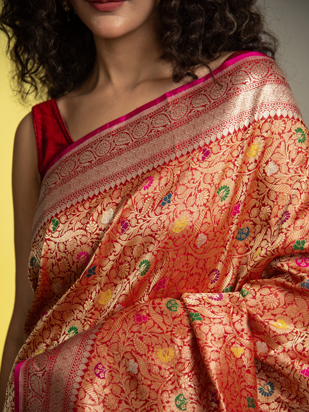Maroon Handloom Brocade Banarasi Katan Silk Saree with Rangkat Pallu