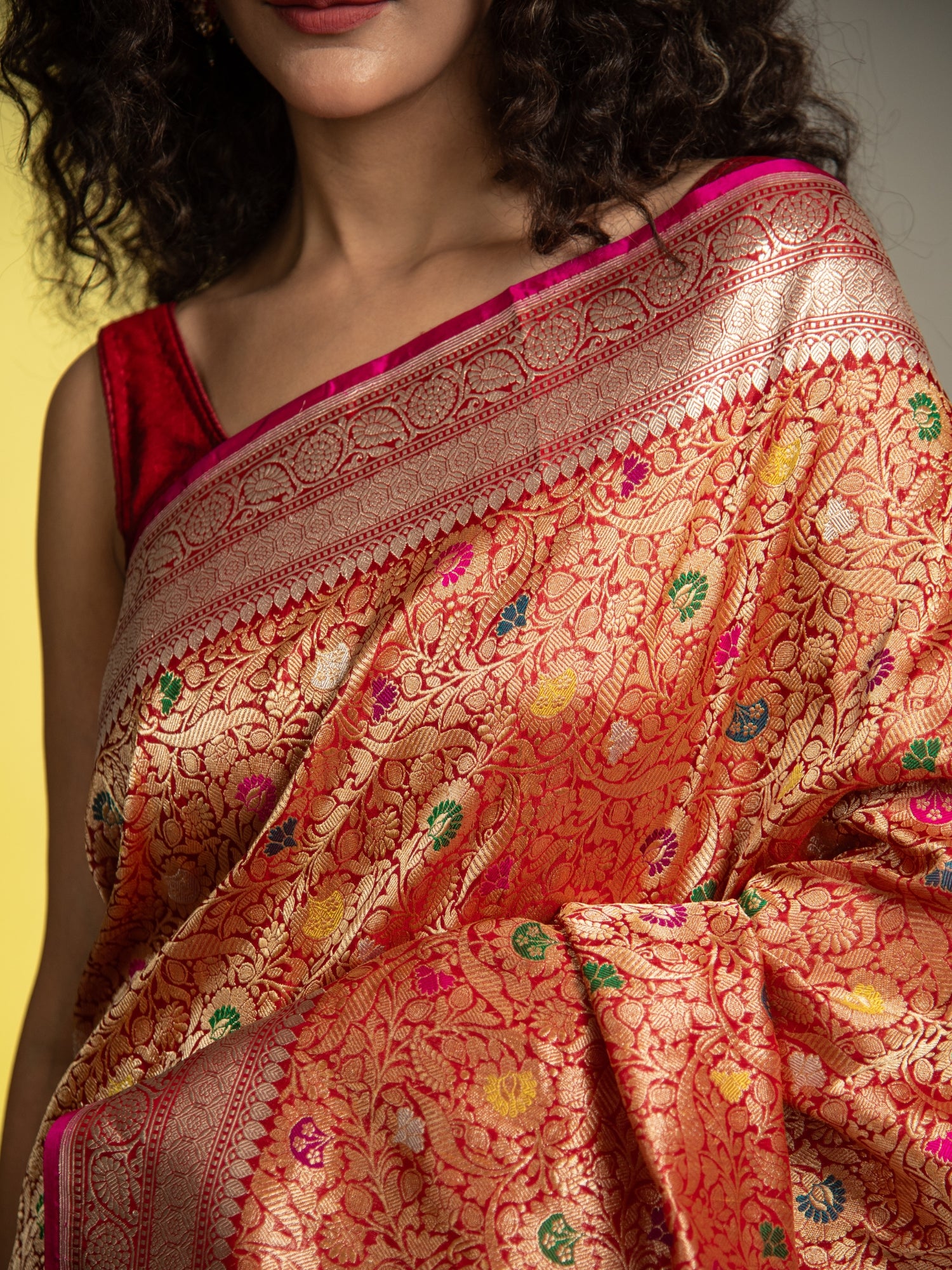 Maroon Handloom Brocade Banarasi Katan Silk Saree with Rangkat Pallu