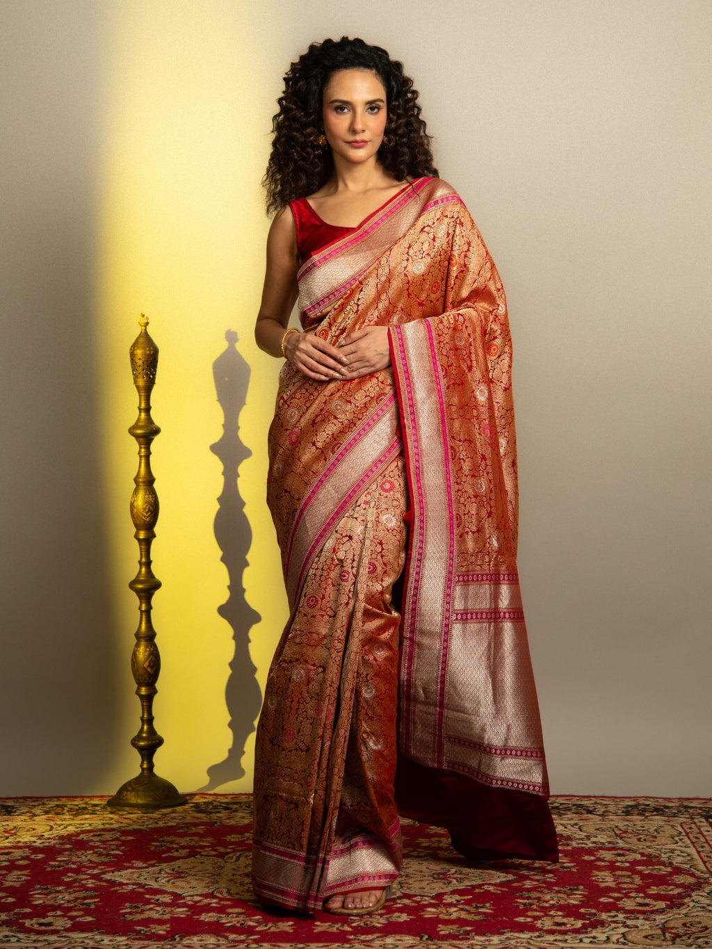 Maroon Handloom Brocade Banarasi Katan Silk Saree