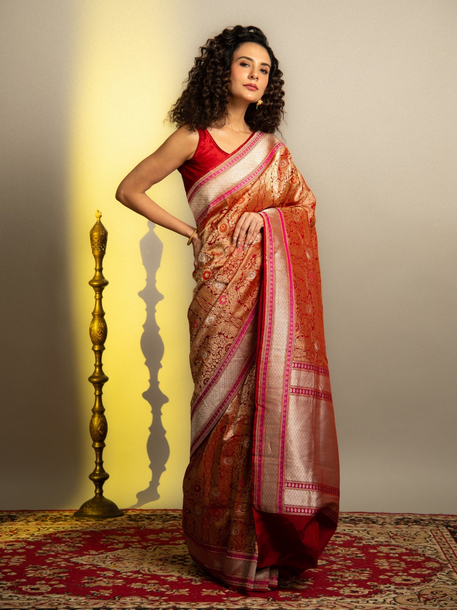 Maroon Handloom Brocade Banarasi Katan Silk Saree