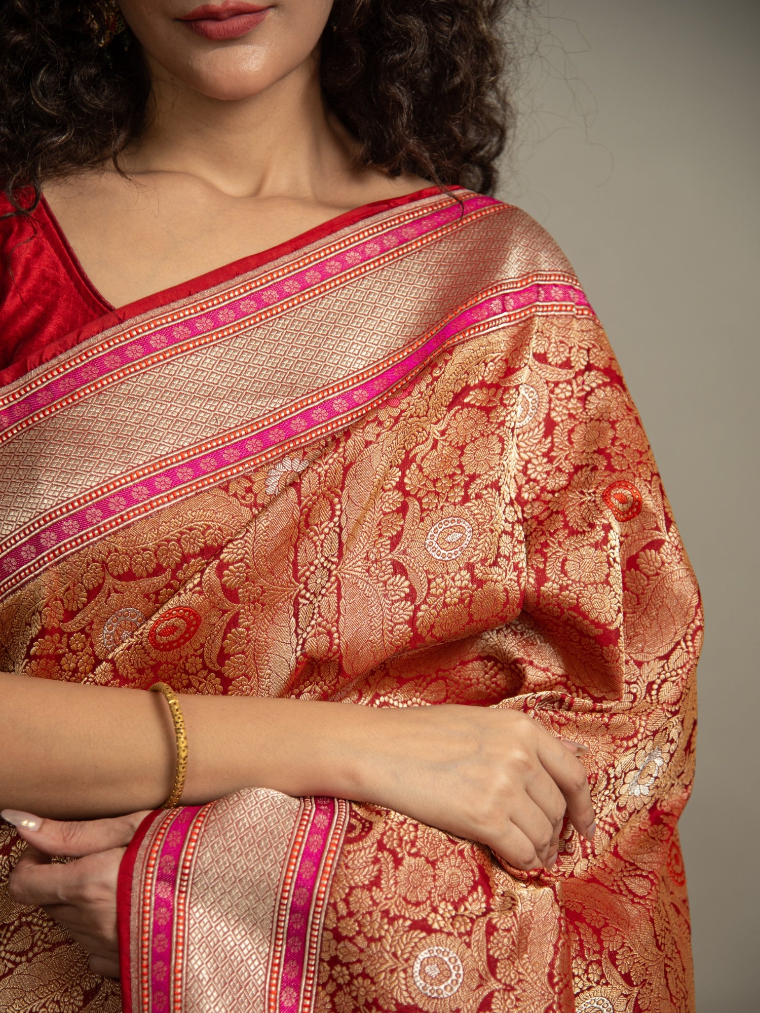 Maroon Handloom Brocade Banarasi Katan Silk Saree