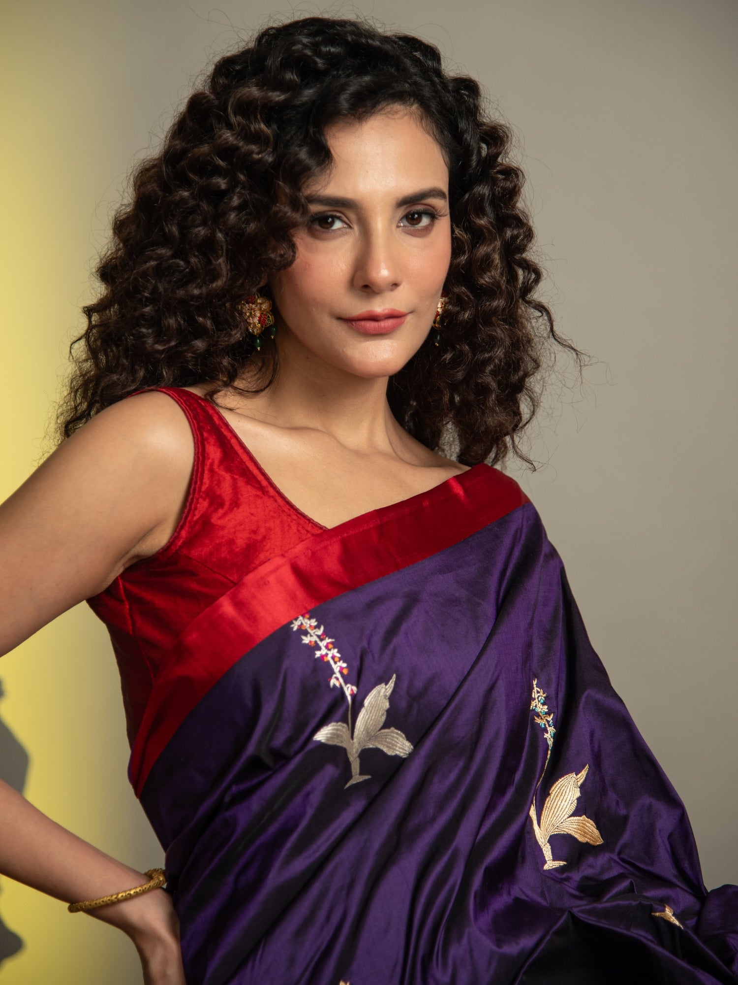 Purple Banarasi Katan Silk Saree with Satin Border