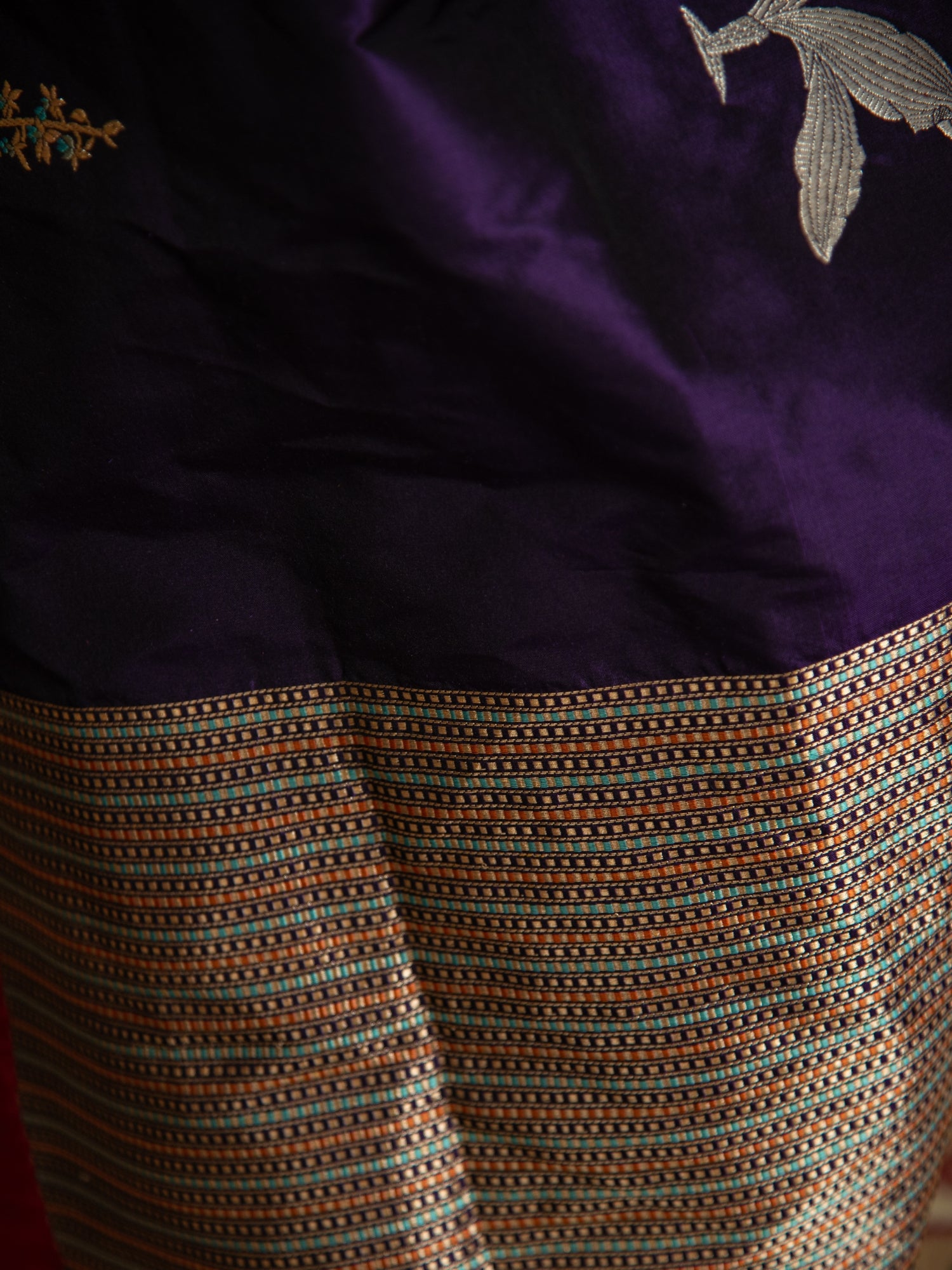 Purple Banarasi Katan Silk Saree with Satin Border