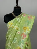 Pastel Green Meenakari Handloom Banarasi Tussar Silk Saree