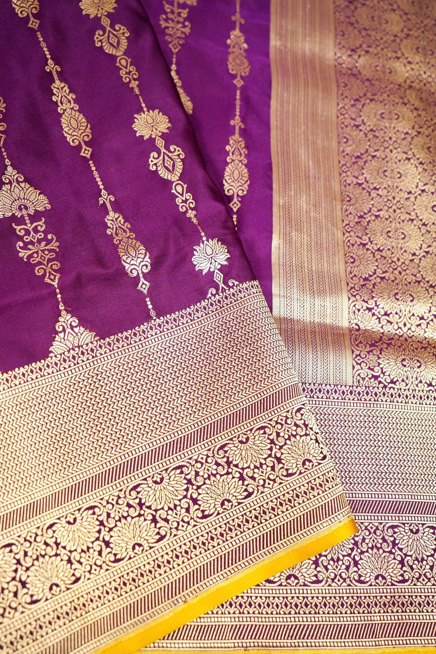 Magenta Mushru Silk Phekuwa Weave Zari Border Saree