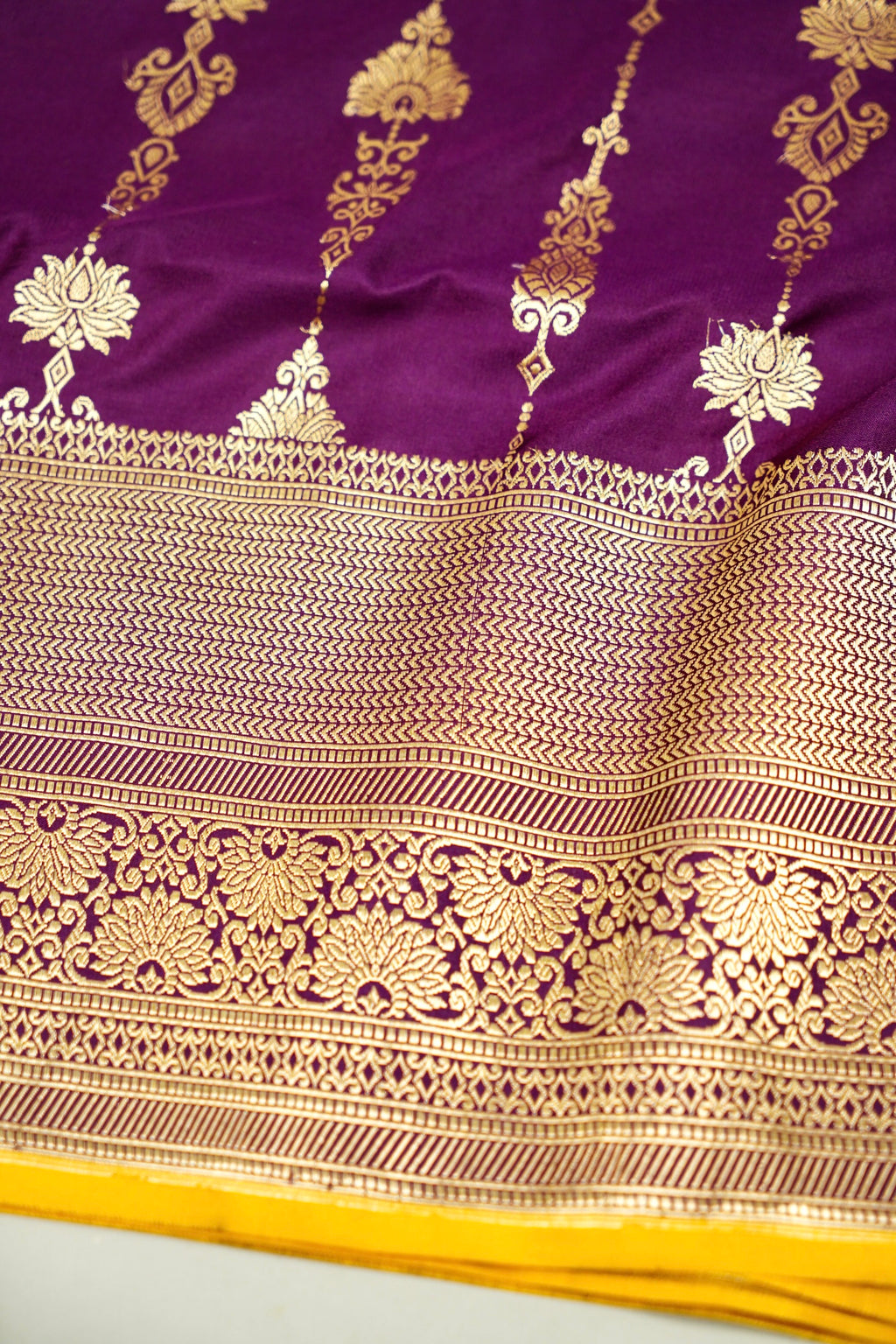 Magenta Mushru Silk Phekuwa Weave Zari Border Saree