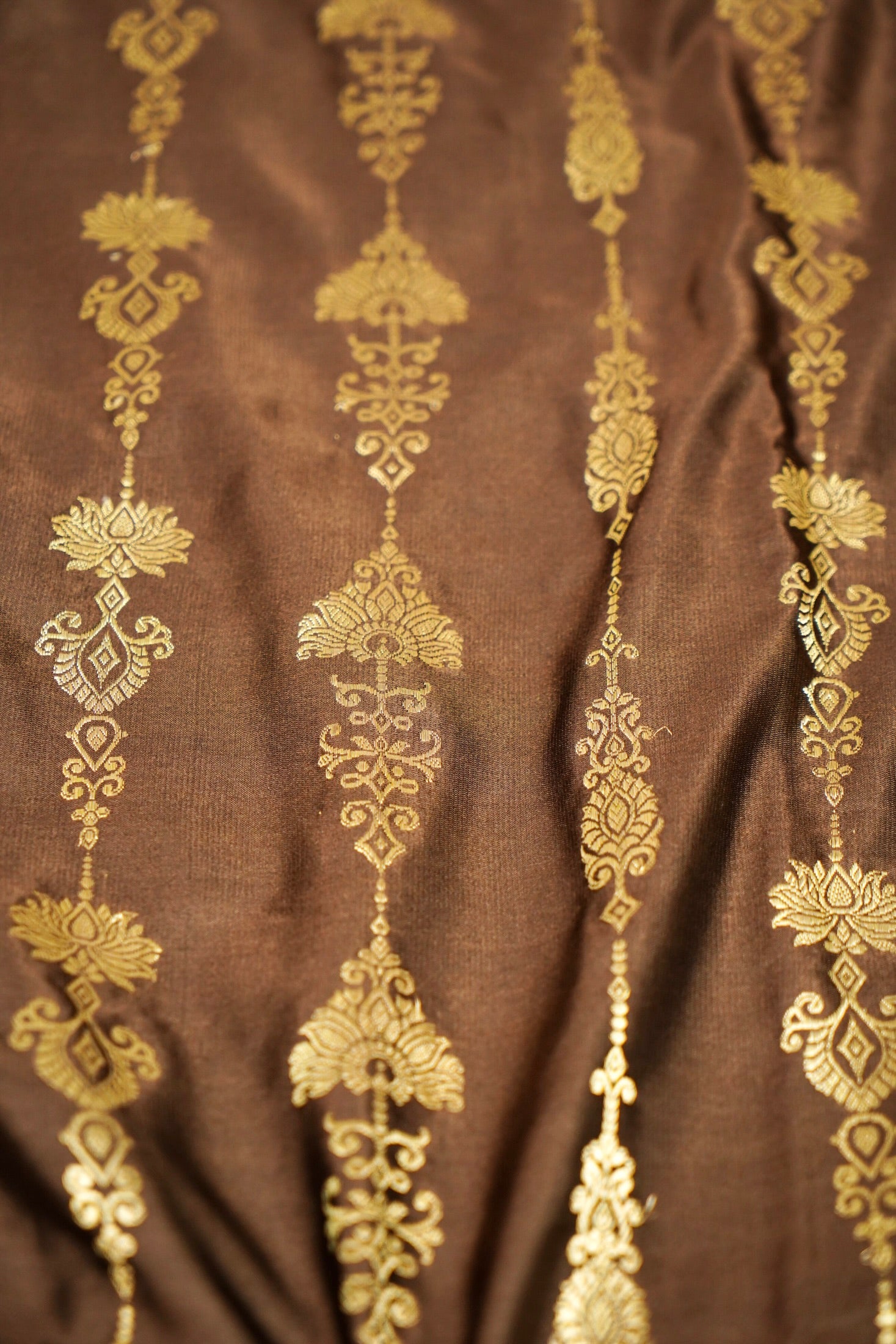 Brown Mushru Silk Phekuwa Weave Zari Border Saree
