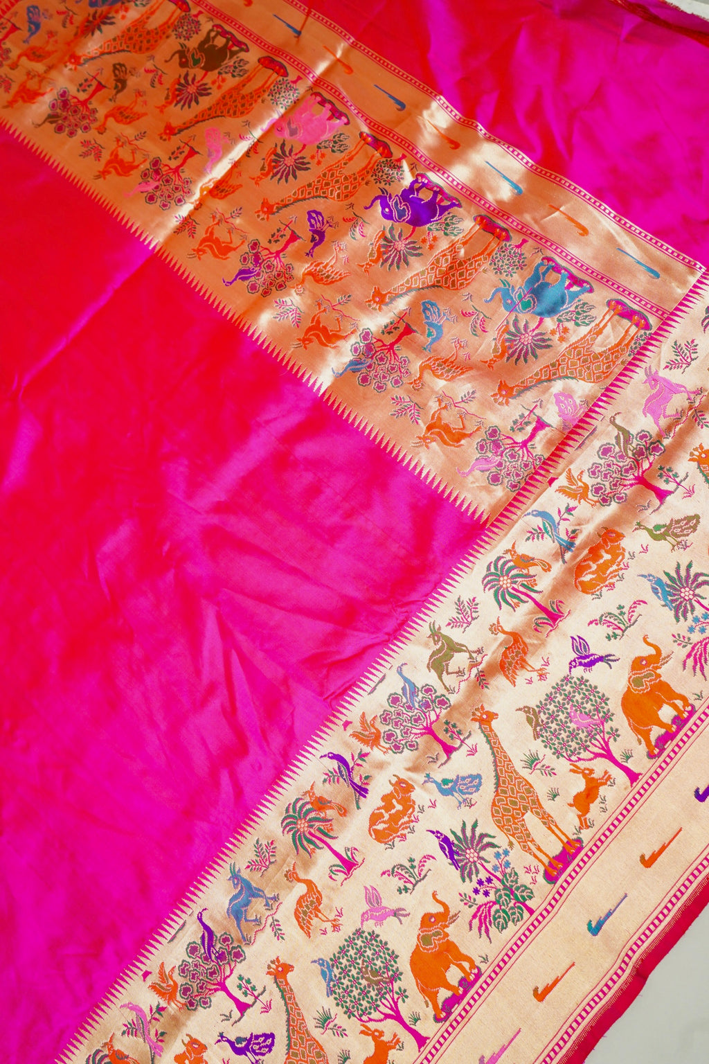 Rani Katan Silk Plain Kadhuwa Weaved Tilfi Border Aanchal Saree