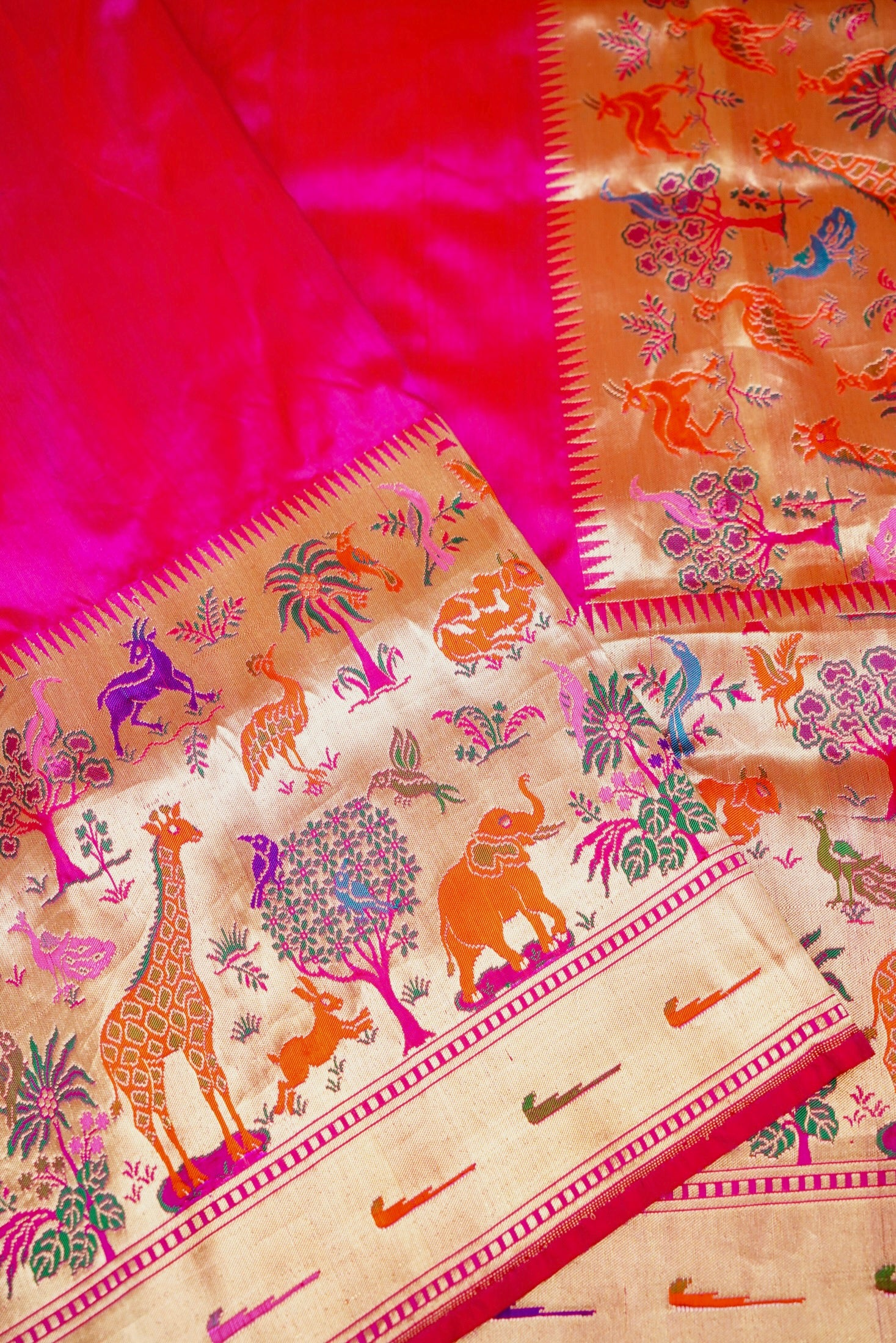 Rani Katan Silk Plain Kadhuwa Weaved Tilfi Border Aanchal Saree