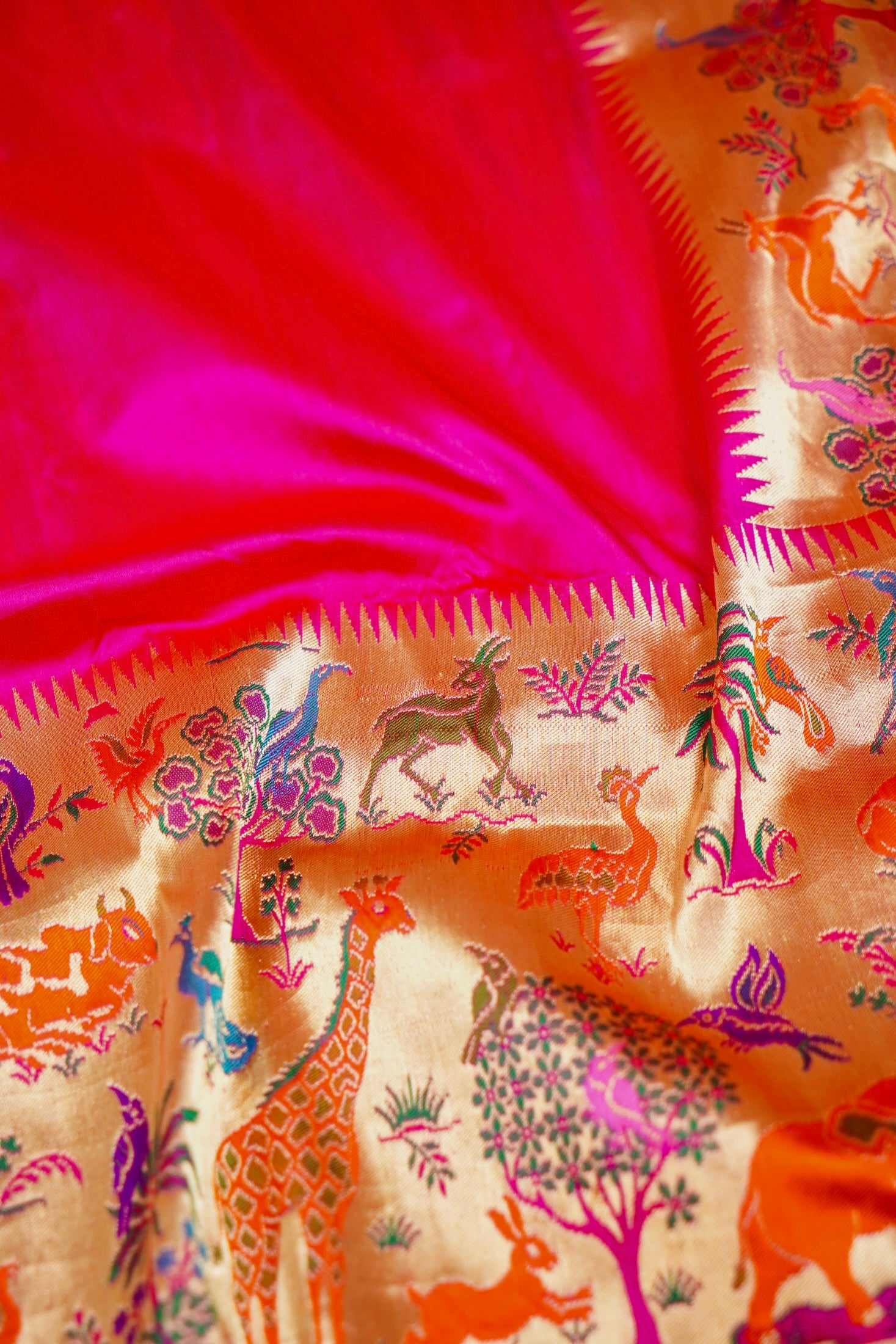Rani Katan Silk Plain Kadhuwa Weaved Tilfi Border Aanchal Saree