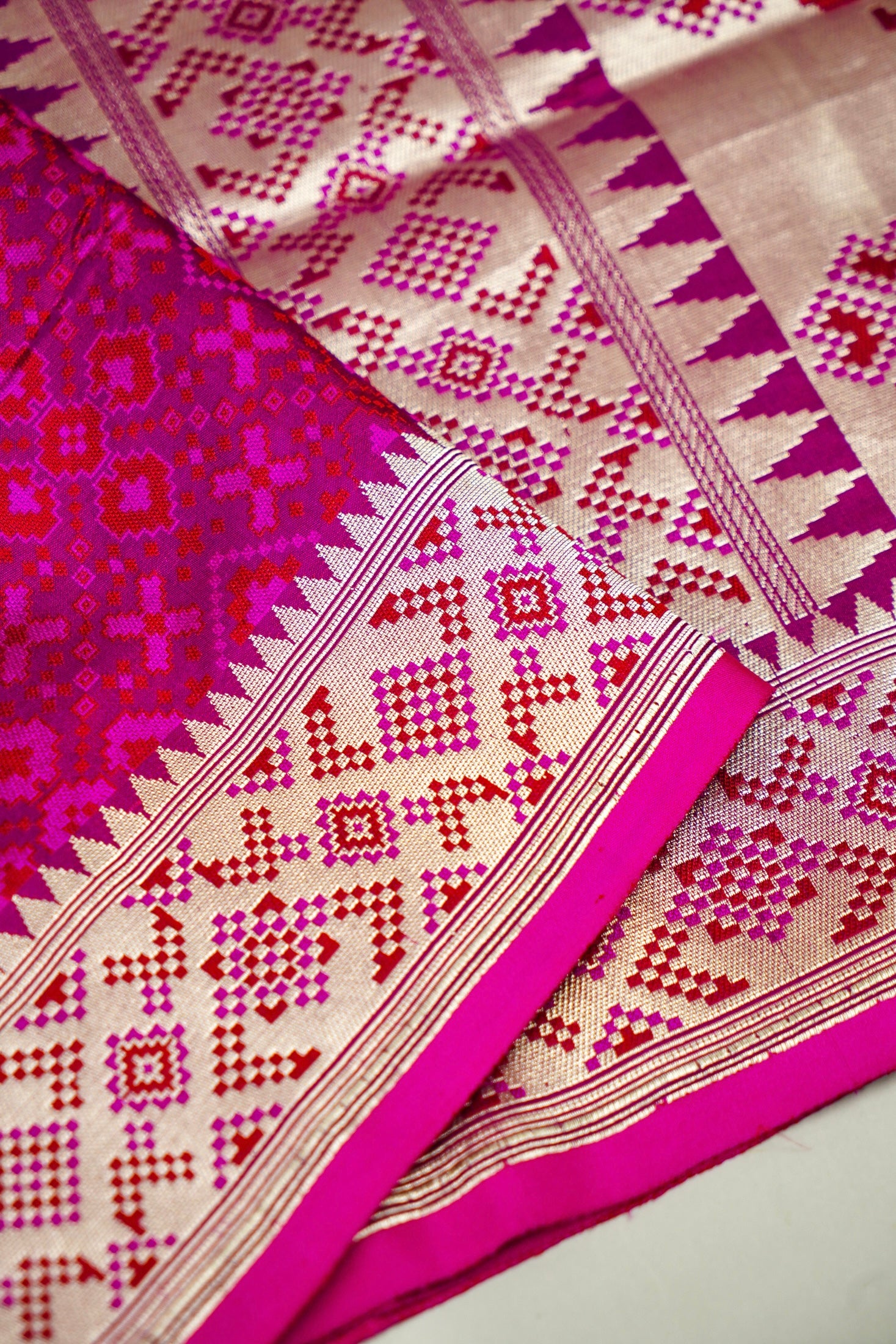 Resham and Zari Jaal Weaved on Satin with Jamawar Technique