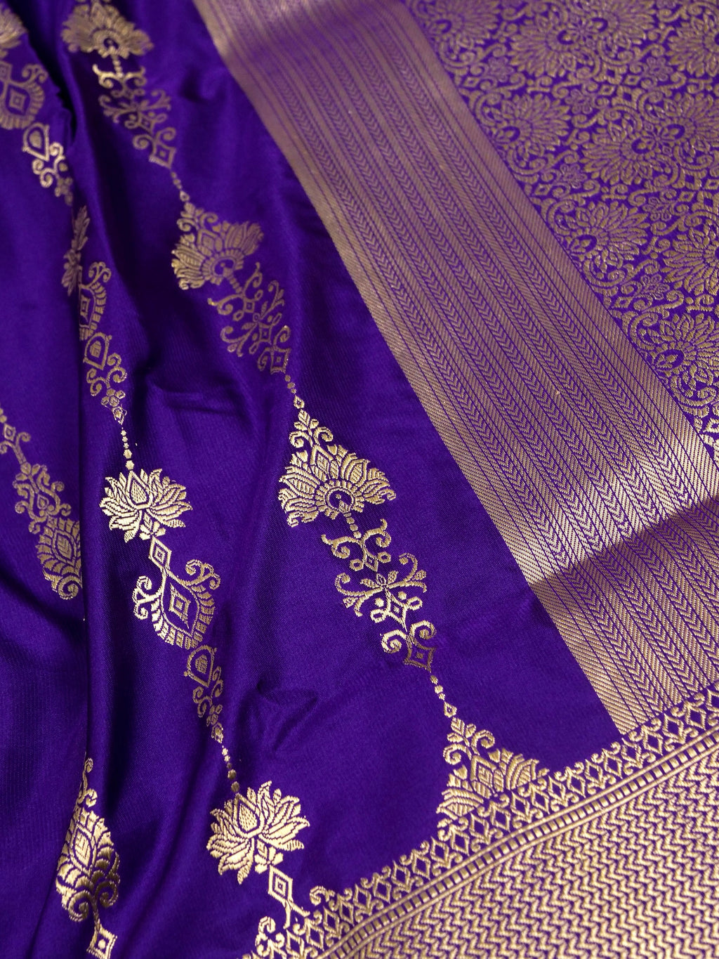 Purple Mushru Silk Phekuwa Weave Zari Border Saree