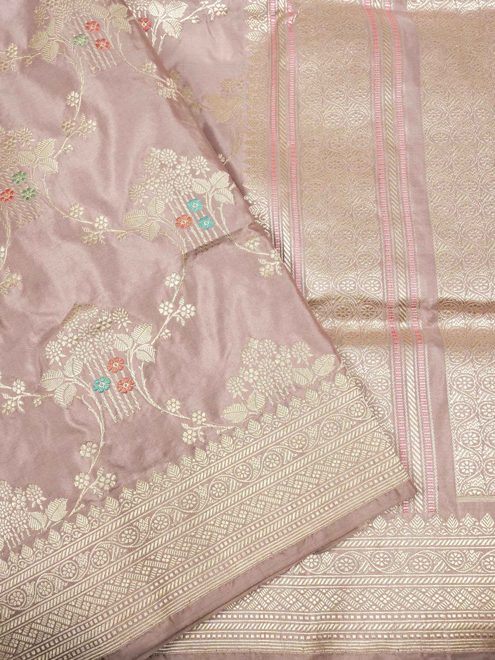 Kadhua Jangla Katan Silk Zari Border Meena Jaal Saree