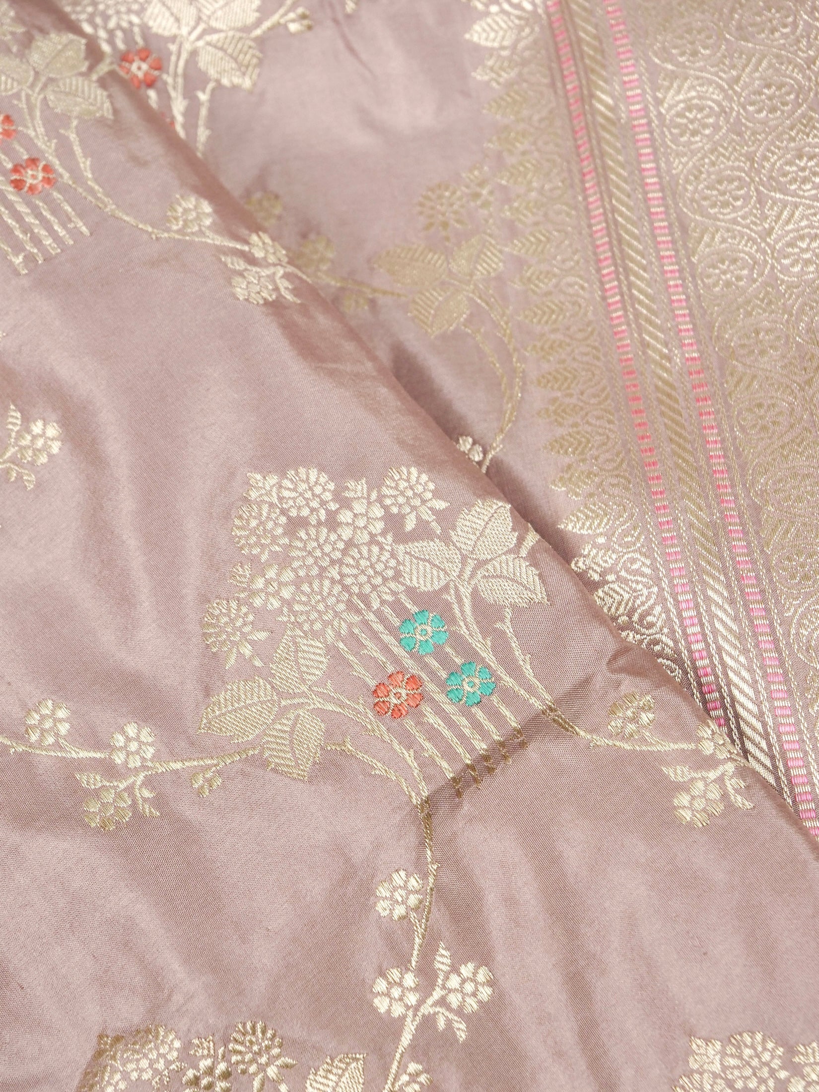 Kadhua Jangla Katan Silk Zari Border Meena Jaal Saree