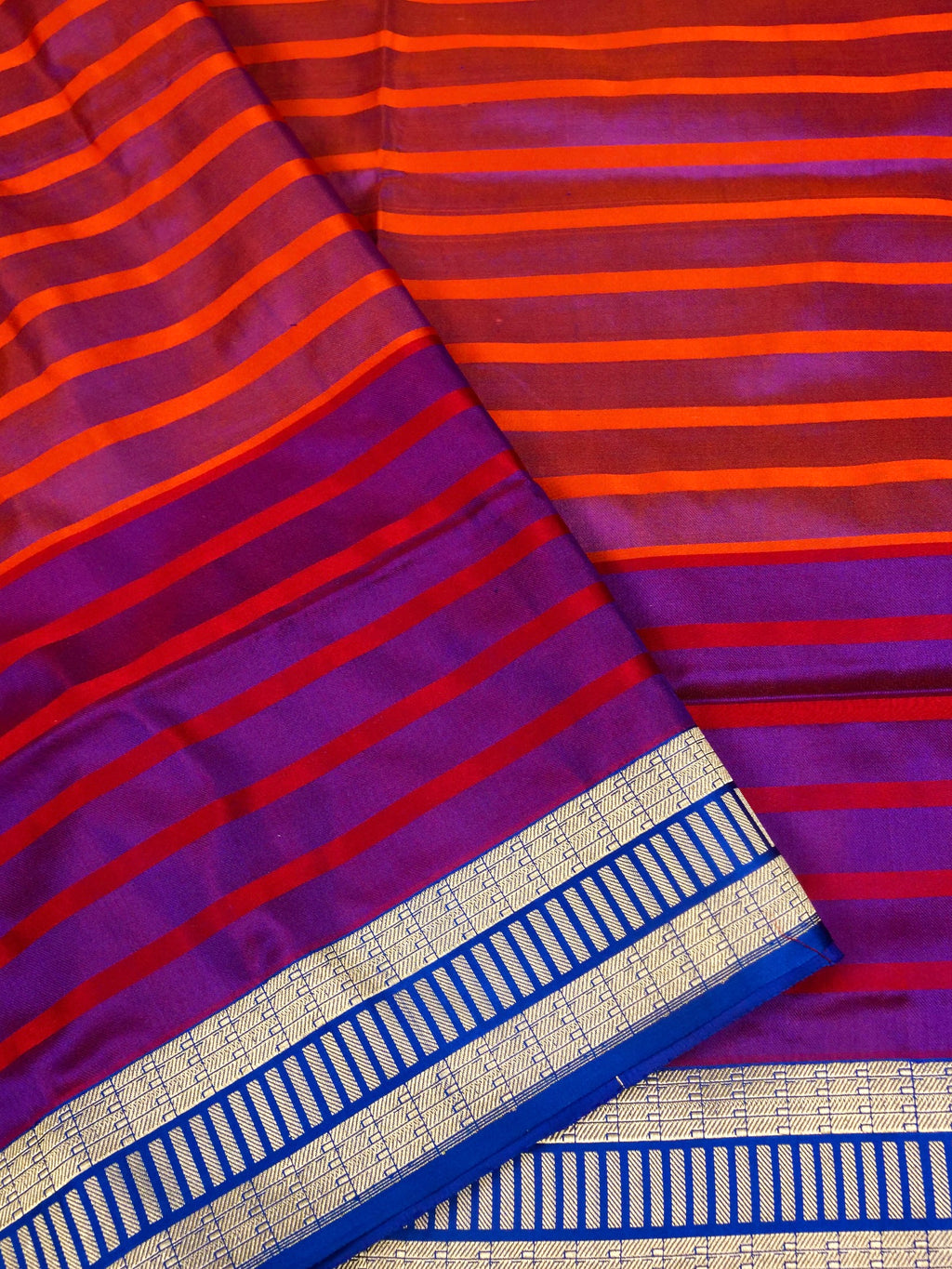 Mashru Silk Stripe Patti Zari Border Aanchal