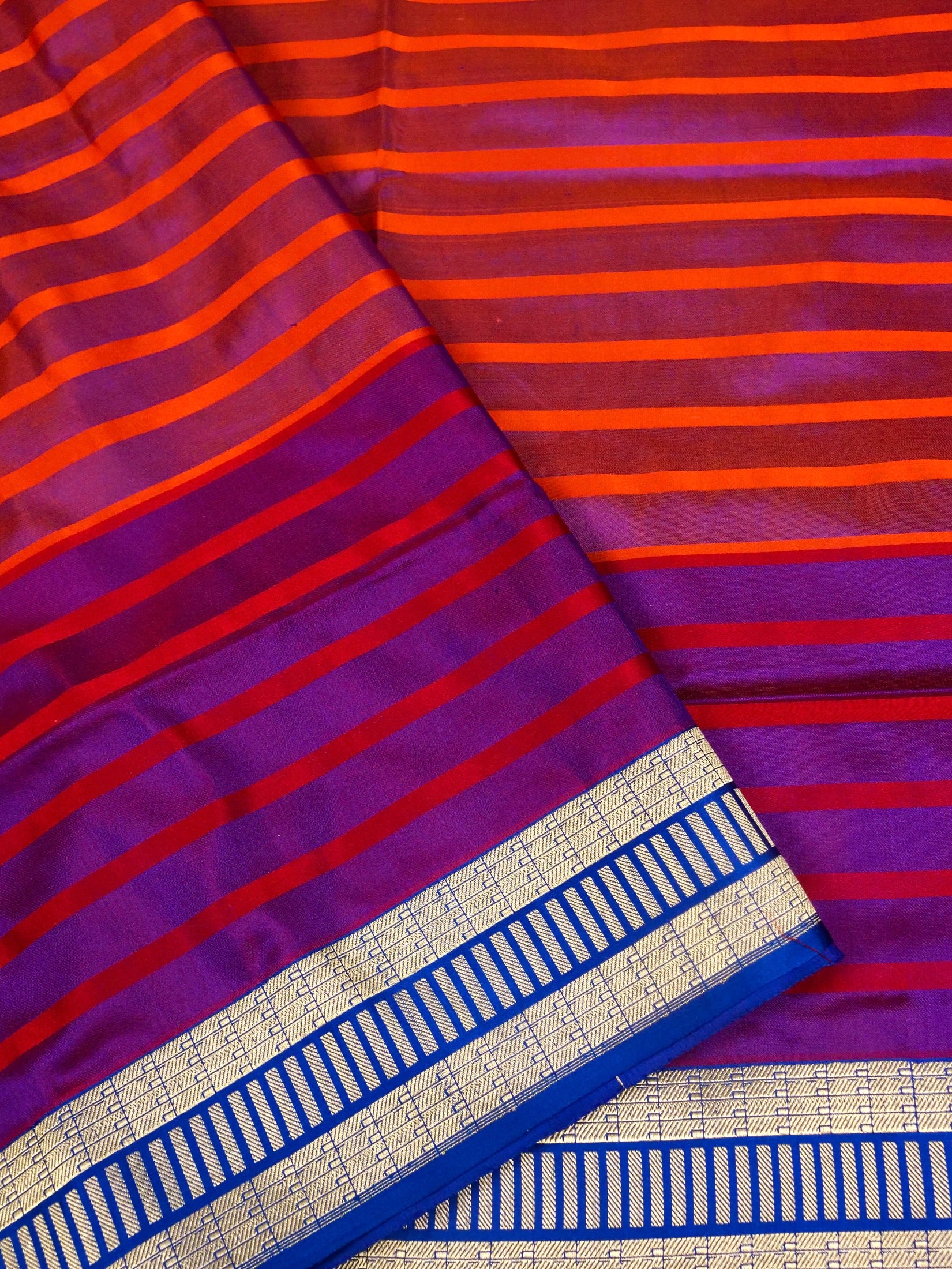 Mashru Silk Stripe Patti Zari Border Aanchal