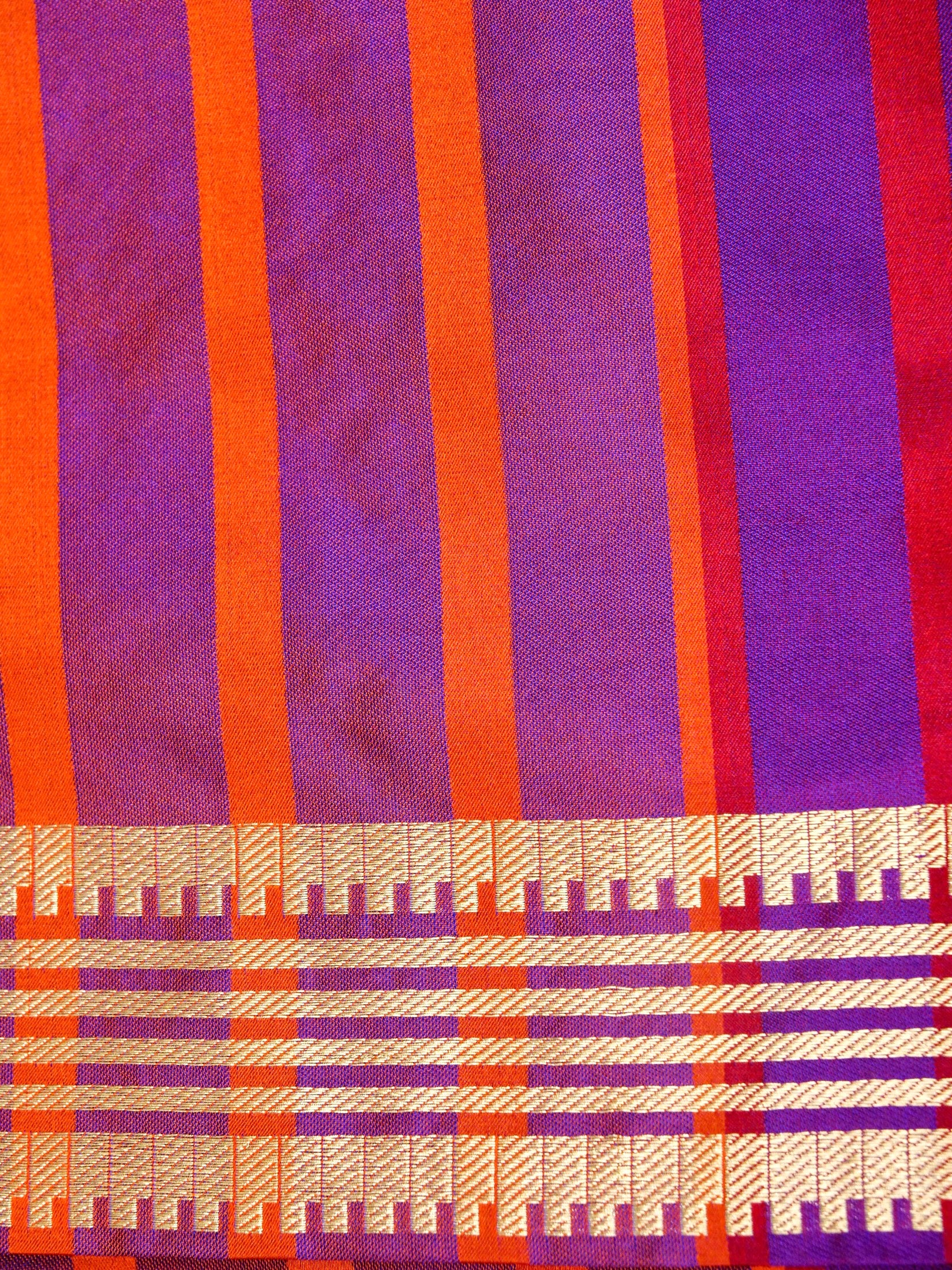 Mashru Silk Stripe Patti Zari Border Aanchal