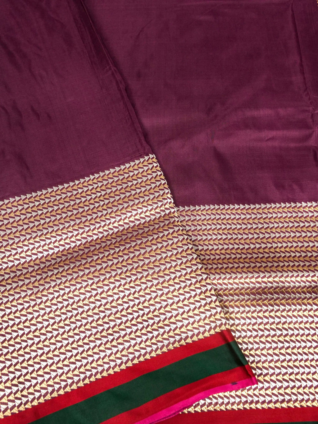 Katan Silk Plain Kadhuwa Weaved Zari Satin Border Aanchal Saree