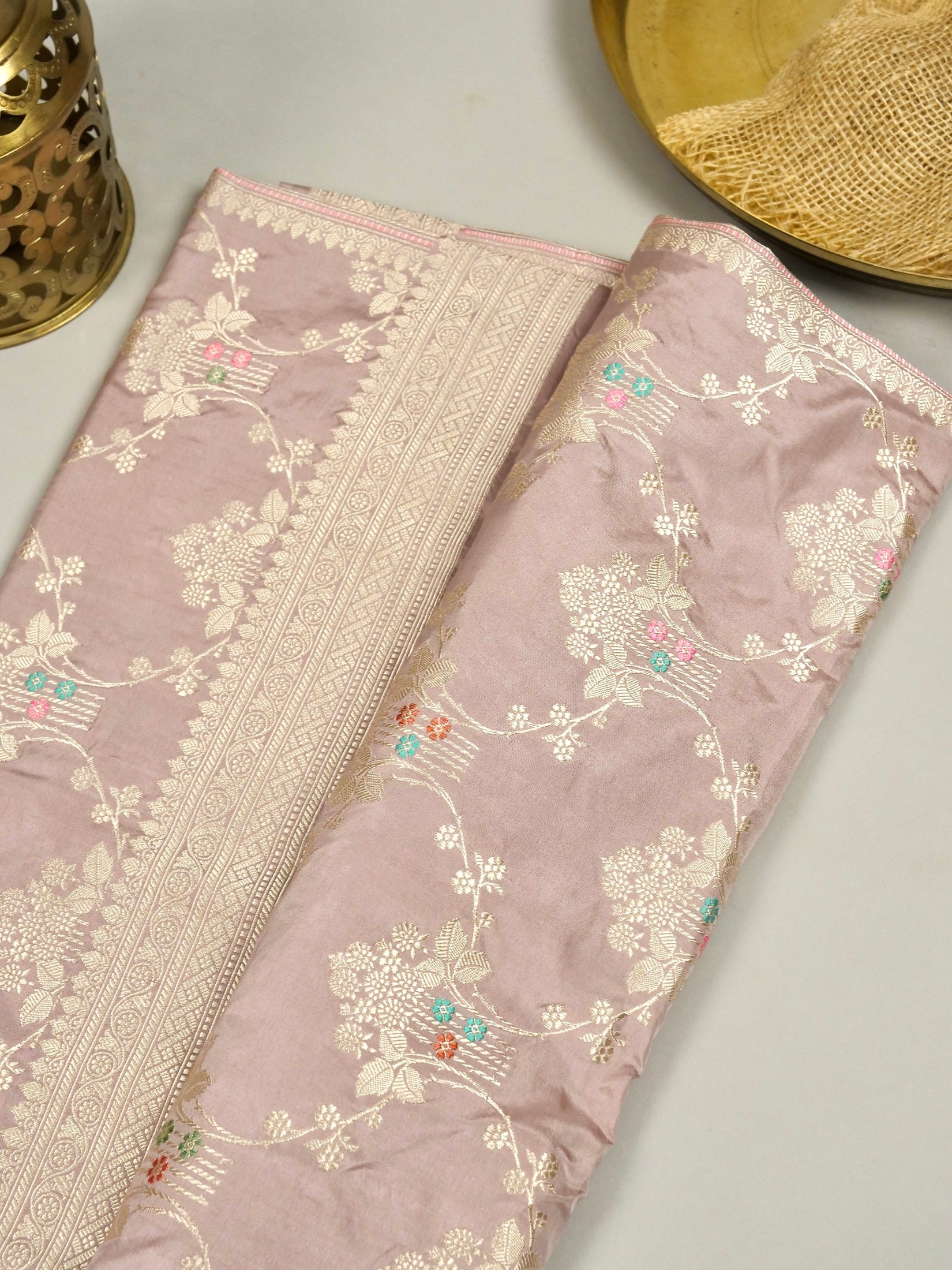 Kadhua Jangla Katan Silk Zari Border Meena Jaal Saree