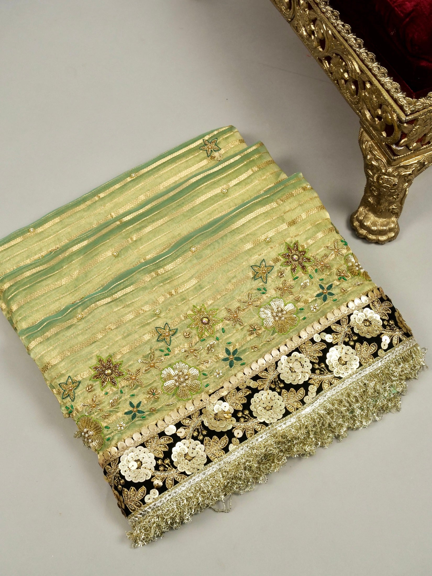 Maharani Tissue Embroidery Jhalar Border with Mashru Blouse Saree