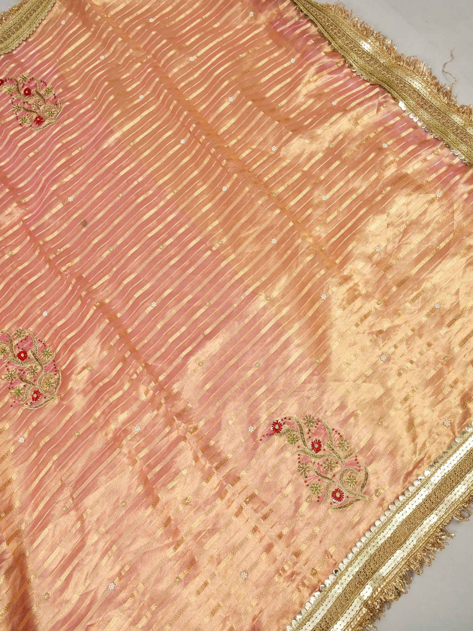 Maharani Tissue Embroidery Jhalar Border with Mashru Blouse Saree