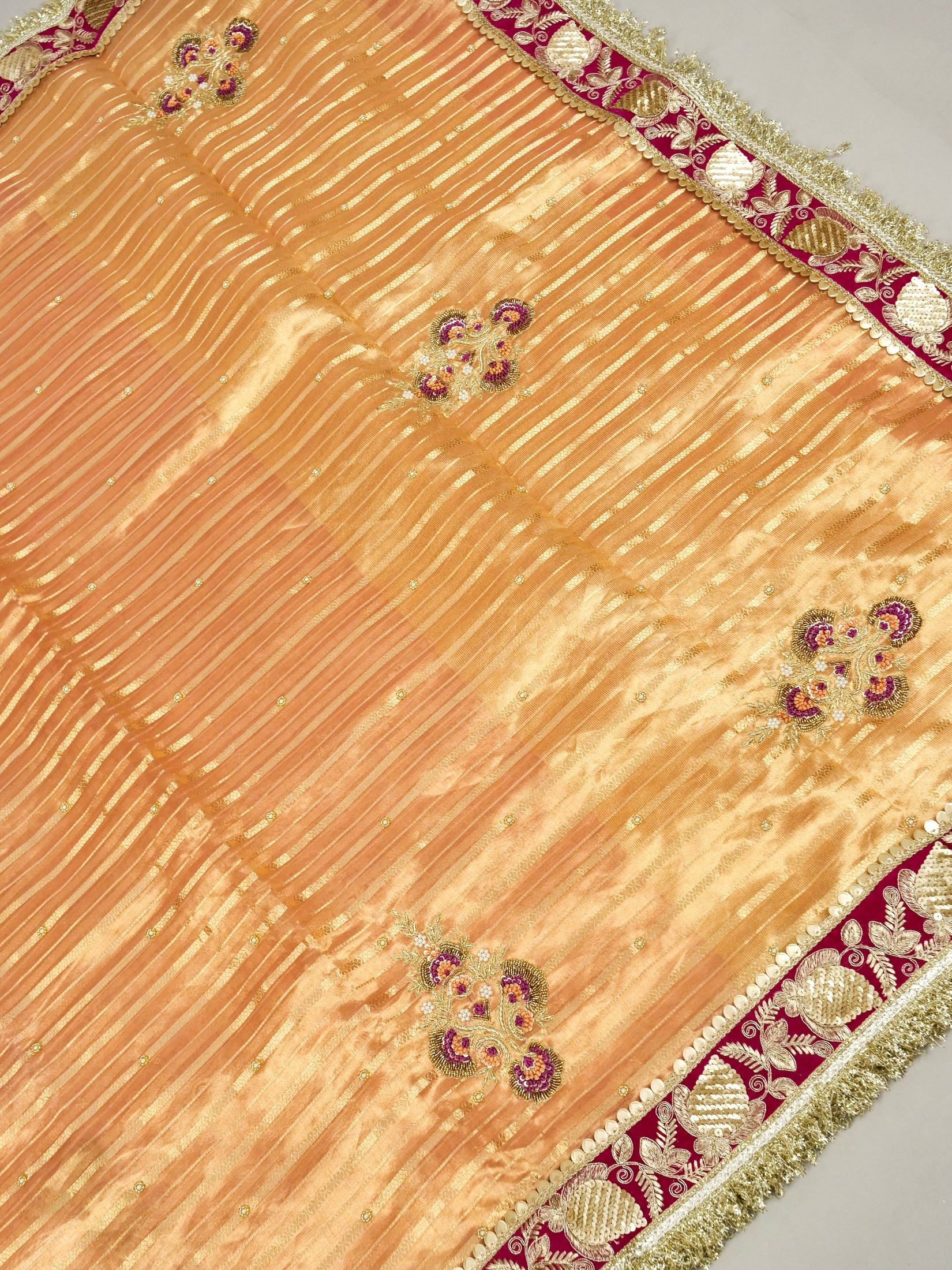 Maharani Tissue Embroidery Jhalar Border with Mashru Blouse Saree