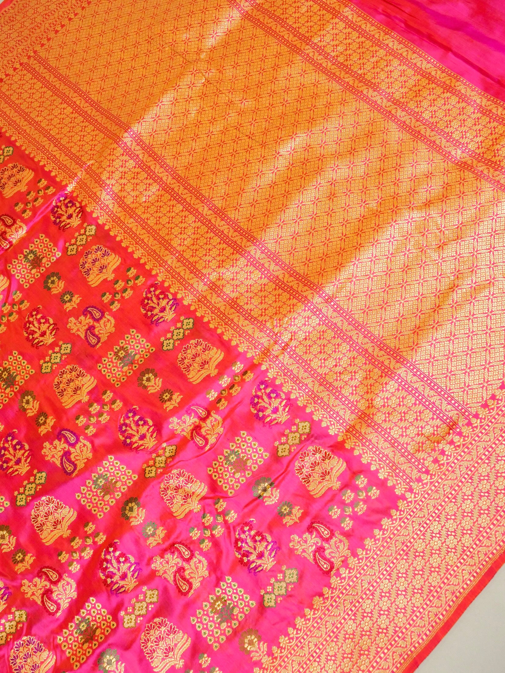 Kadhua Jangla Katan Silk Zari Border Aanchal Saree